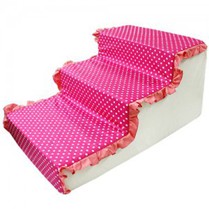 채널펫 도트무늬 프릴 3단스텝 - 핑크 